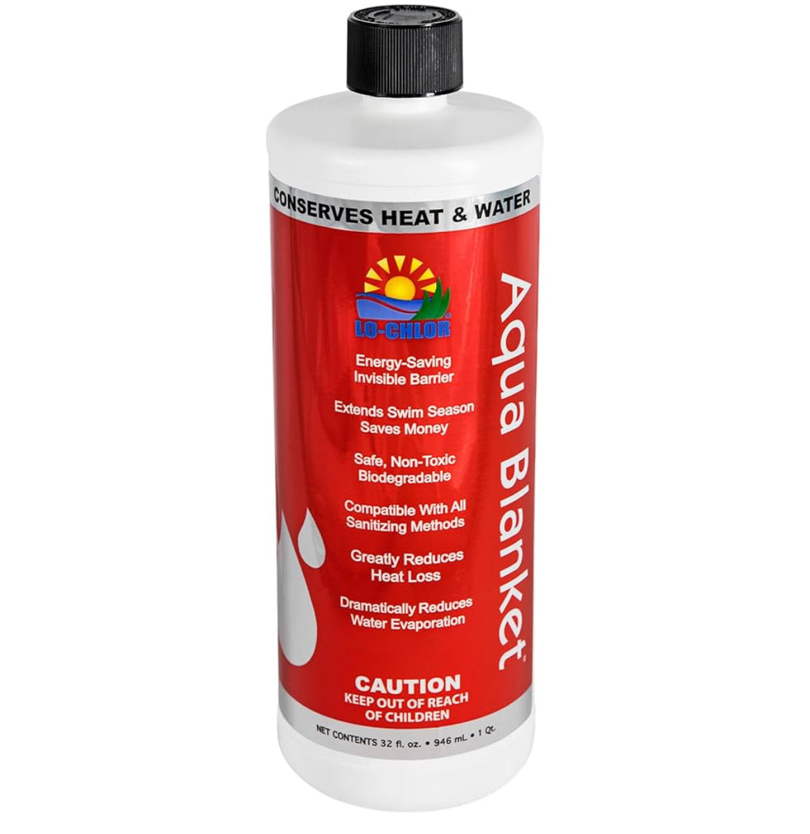 Aqua Blanket - The Liquid Solar Blanket for Pools and Energy Saving Liquid Pool Cover, Non-Toxic and Safe Pool Evaporation Prevention, Greatly Reduces Heat and Chemical Loss AB009-12 (32 Oz)