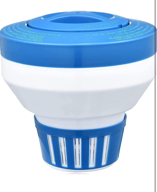 Floating Chlorine Dispenser, Pool Spa Chlorine/Bromine Floater,7" Large Capacity Floating Chlorinator & Bromine Holder Fits 3 Inch Chemical Tablets