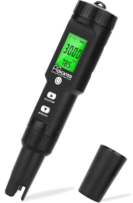 Digital Salt Pool Tester Range 0-9999ppm for Saltwater Pool Swimming Pool and Koi Fish Pond Salt Level Testing Professional Sodium Chloride Meter