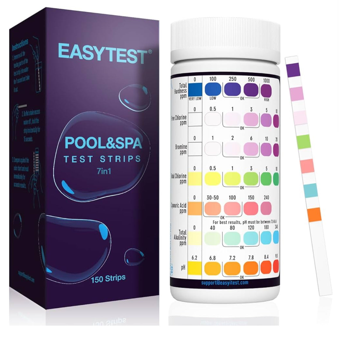 EasyTest Pool&Spa 7 in 1 test strips (150 test strips)