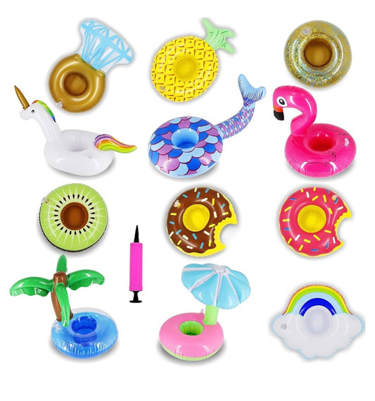 Zcaukya Inflatable Floating Drinking Holders, Drink Floats Inflatable Cup Coasters for Pool Party