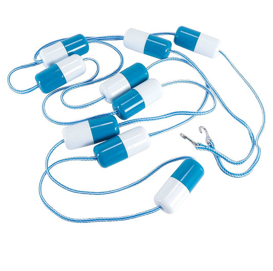 U.S. Pool Supply Pool Rope Floats To Divide Pool - Adjustable 16 to 20 Feet Safety Rope with Floating Buoys - Inground Swimming Shallow and Deep End Divider Barrier - Braided Polymer with Anchor Hooks