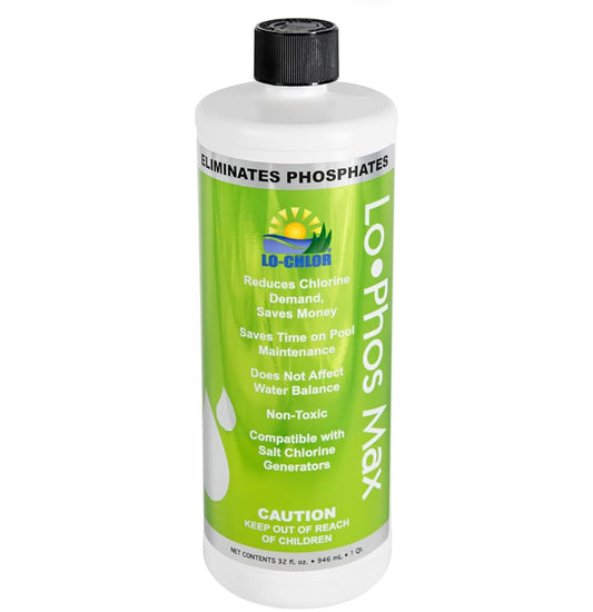 Lo-Phos Max Phosphate Remover Pool - Reduces Chlorine Demand and Costs, Highly Concentrated Pool Phosphate Remover for Swimming Pools - 1QT Removes Up to 7,500 ppb Phosphates (32 Oz)