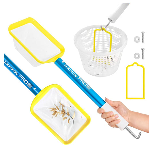 Skimmie Pro (Short Version) 22.5” Pool Skimmer: Lightweight, Fine Mesh Net, & Stainless Steel Hook – Ideal for In-Ground/Above-Ground Pools, Fountains, Ponds, Hot Tubs, & Cold Plunges