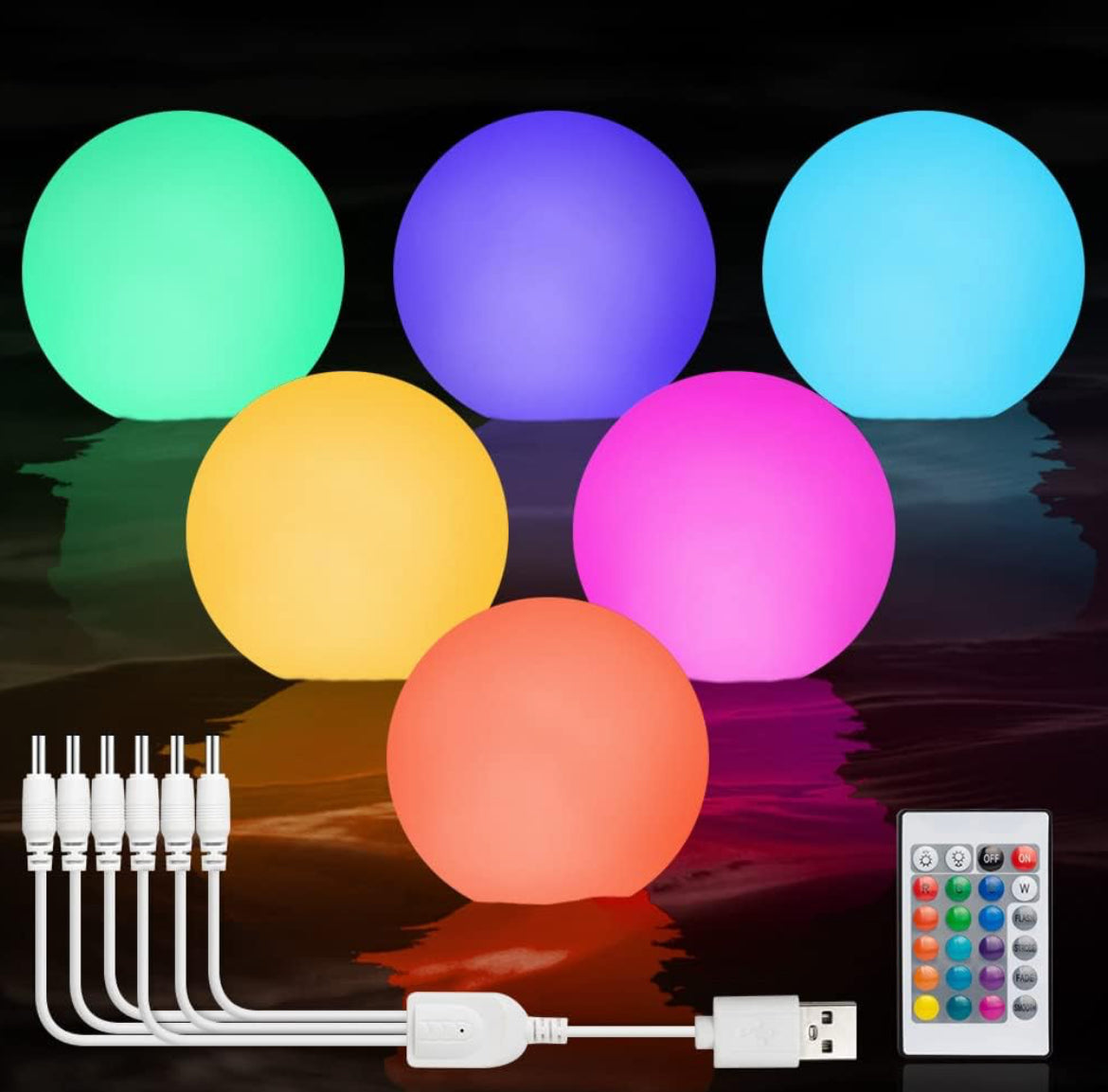 Floating Pool Lights Rechargeable: 6 Pack Led Pool Lights with Remote, IP68 Waterproof, 3in Glow Ball for Swimming Pool, Color Changing Glowing Orb Sphere, Bath tub Accessories, Beach Party Decoration
