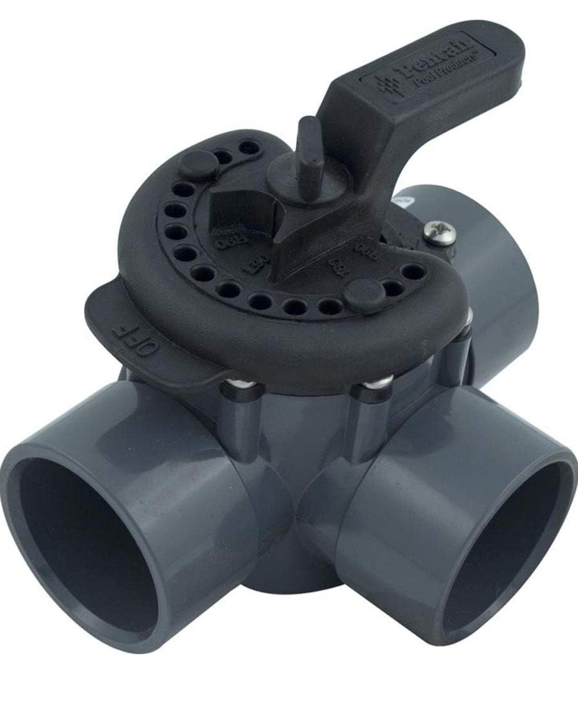 Pentair 263028 Three Port Diverter Valve With 2" PVC Pipe Connections – Grey