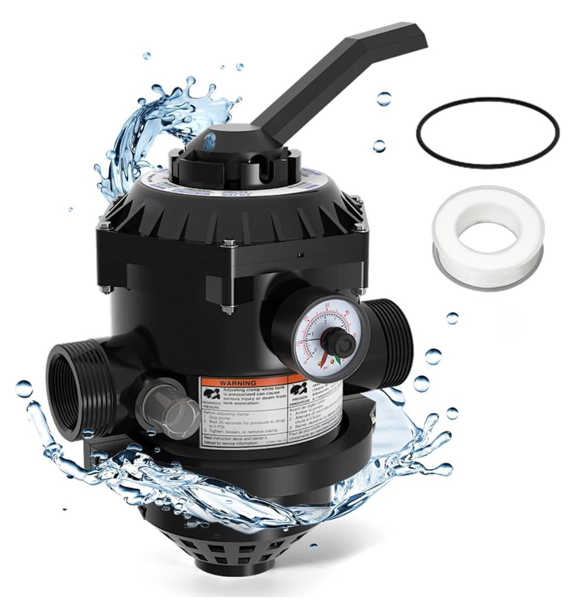 262506 1-1/2-Inch 6-Way Clamp Style Valve Compatible with Pentair Pool and Spa Sand Filter Replacement# 262504,261130 Filter Valve